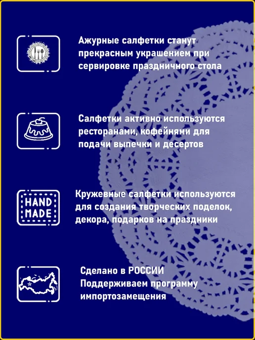 ИзумиМаркет Набор салфеток ажурных белые и розовые D16см 100 шт, 100 шт, фото 2