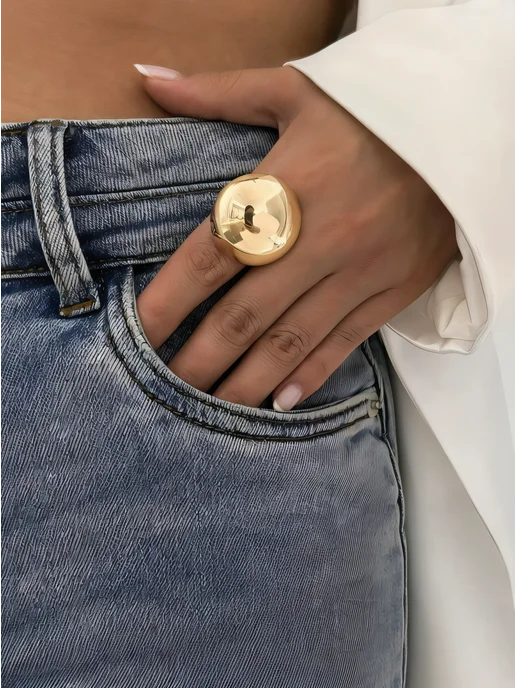 ODIDO Style Объемное широкое кольцо бижутерия набор под золото, золотой, фото 5