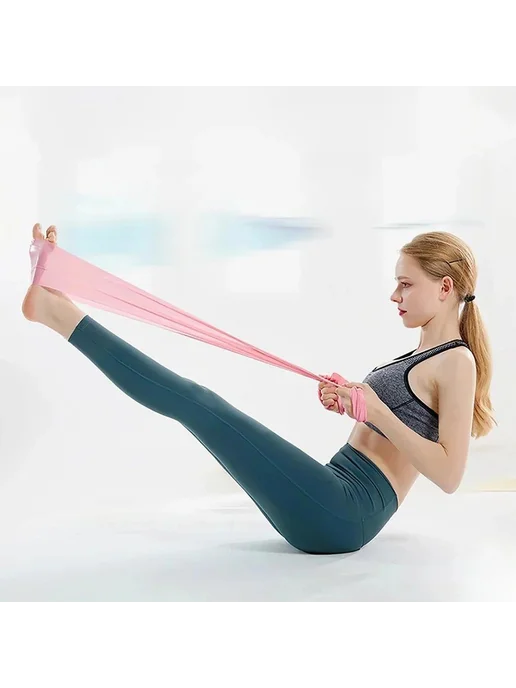 - Лента для йоги и фитнеса 2 м, розовая, 2 м, фото 5