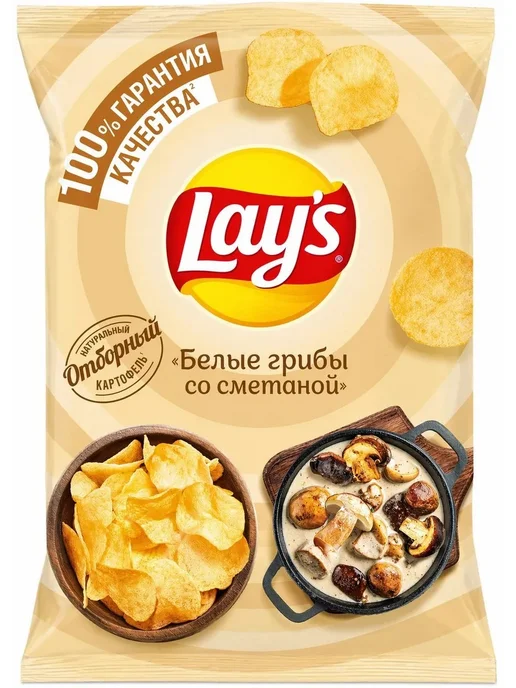 Lay's Чипсы картофельные Белые грибы со сметаной, 105г, 105 г