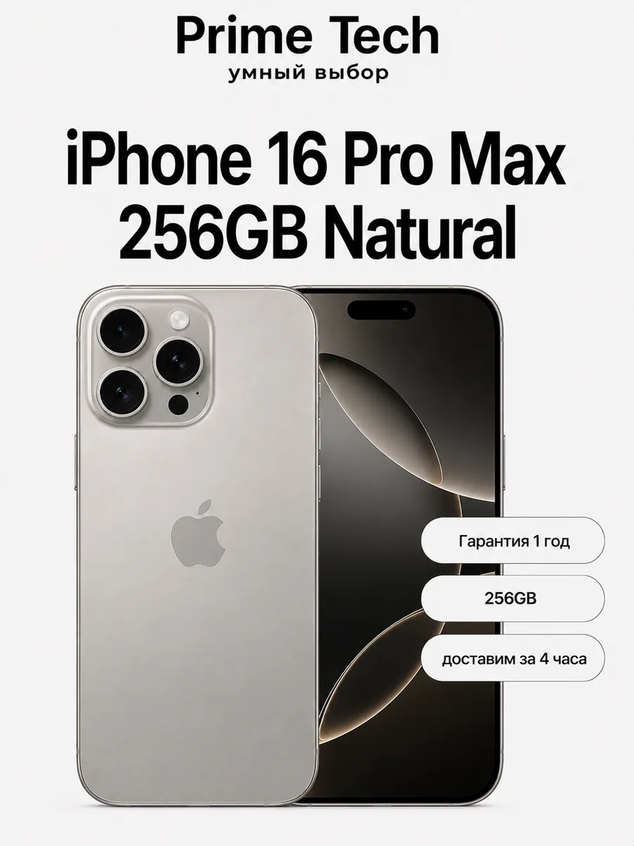 Смартфон iPhone 16 Pro Max 256GB Natural Apple 1282321415 купить в интернет‑магазине Wildberries