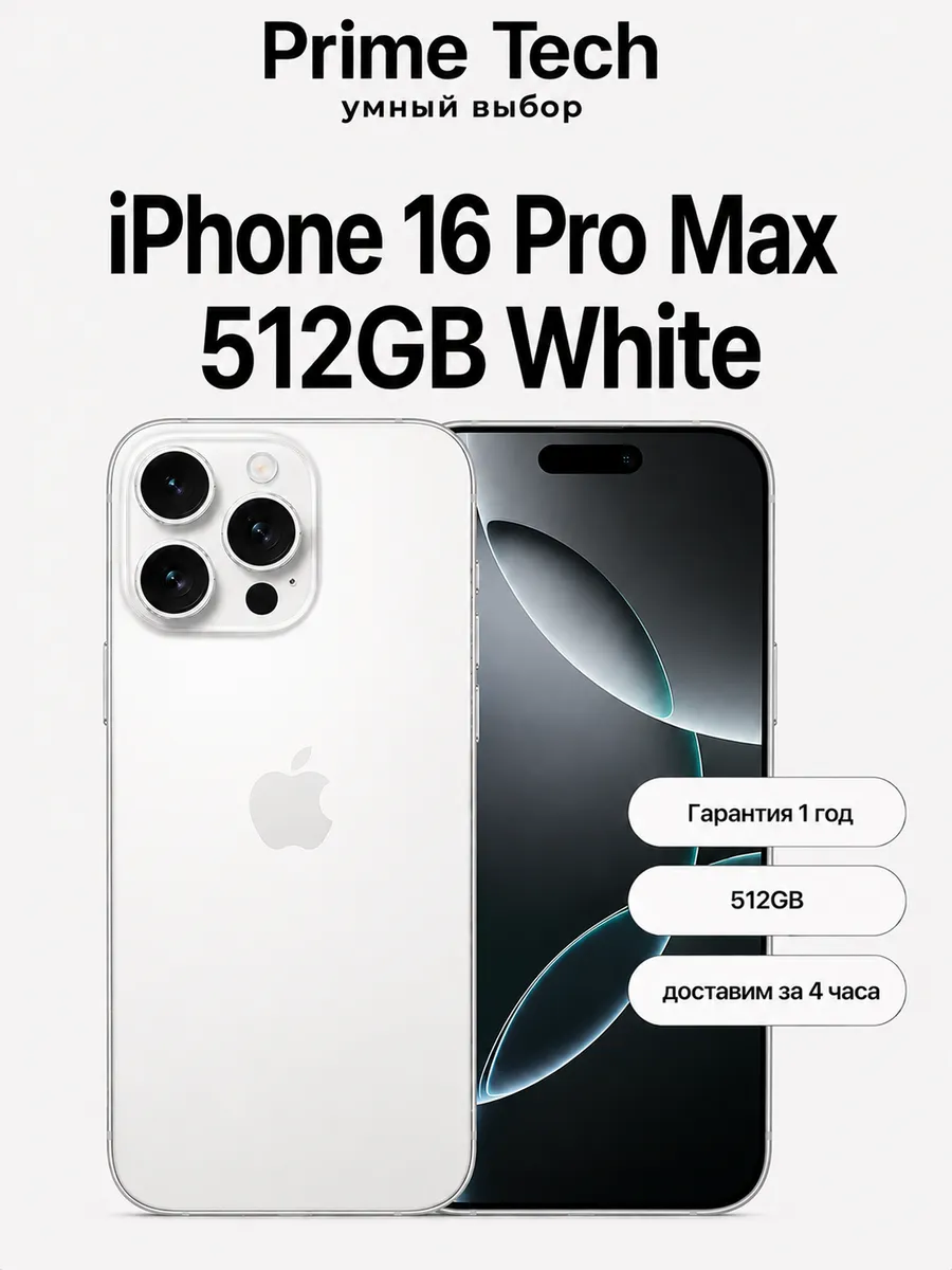 Смартфон iPhone 16 Pro Max 512GB White Apple 1282321445 купить в интернет‑магазине Wildberries