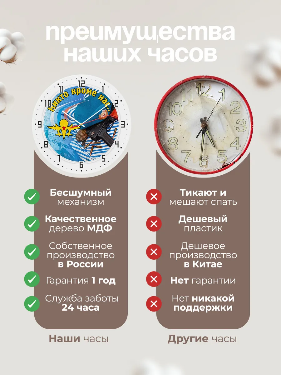 Часы настенные "Берет и оружие ВДВ" — фото 2