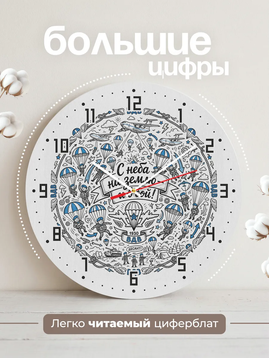 Часы настенные "Десант в небе — дудл-арт" — фото 4