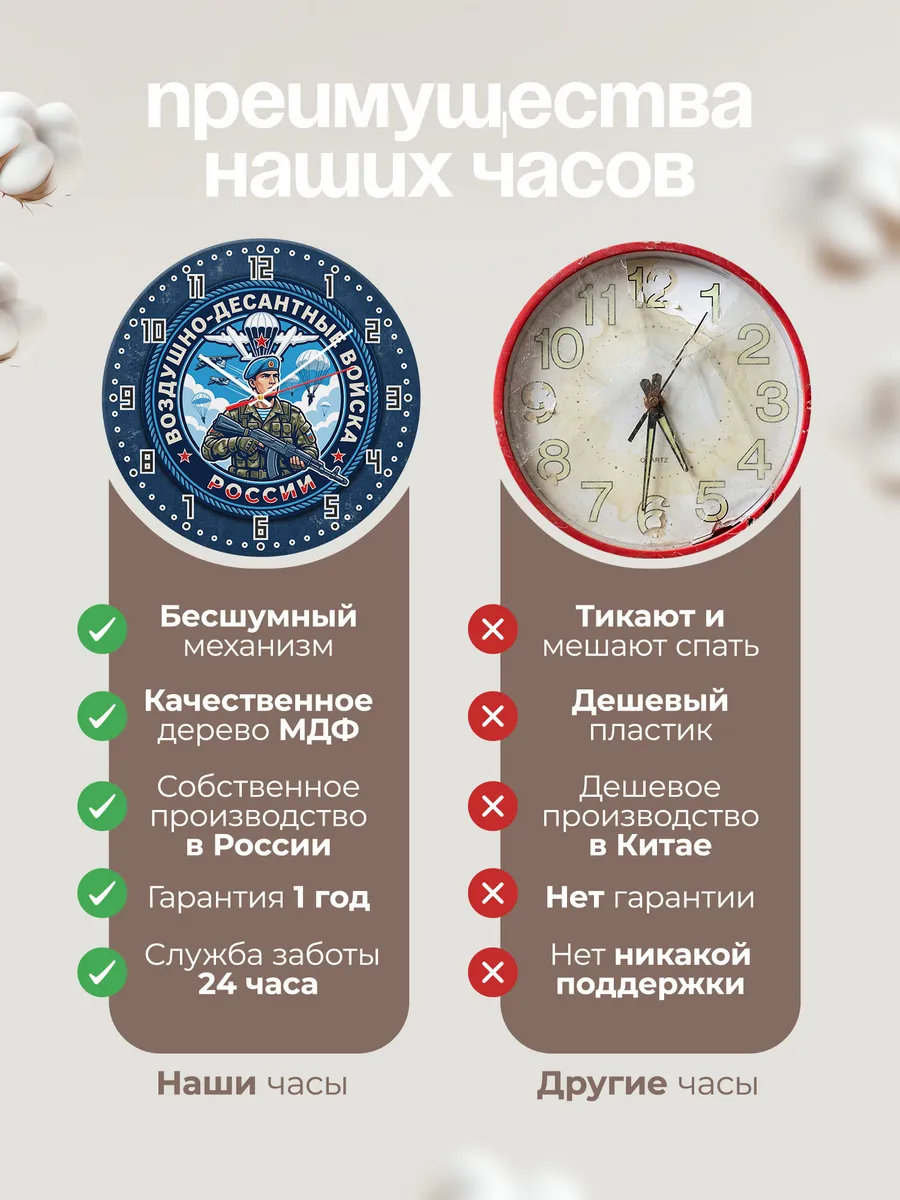 Часы настенные "Десантник на джинсовой нашивке" — фото 2