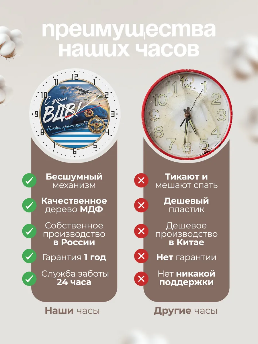 Часы настенные "Круглый значок «ВДВ»" — фото 2