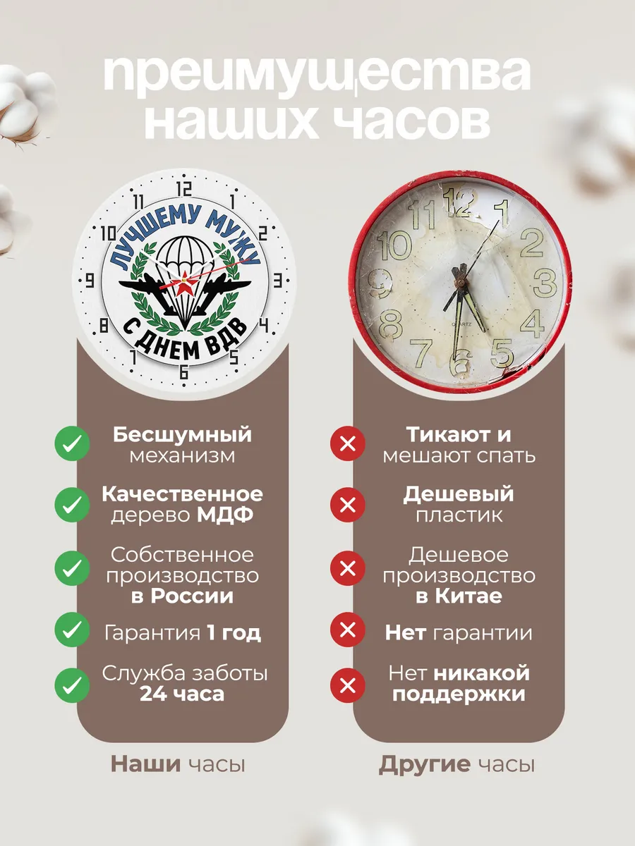 Часы настенные "Герб ВДВ — лучшему мужу" — фото 2
