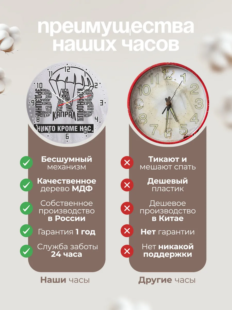 Часы настенные "Берет из десантных слов" — фото 2