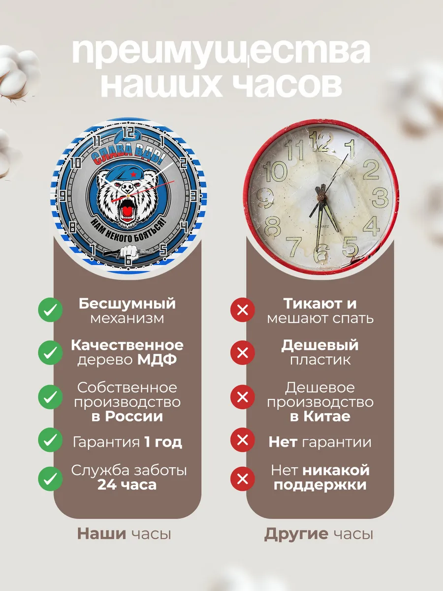 Часы настенные "Медведь в берете ВДВ" — фото 2
