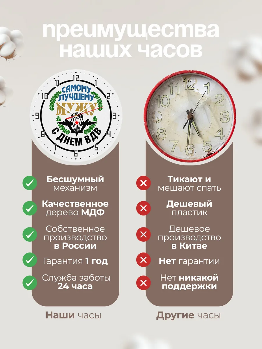 Часы настенные "Самому лучшему мужу с Днём ВДВ" — фото 2