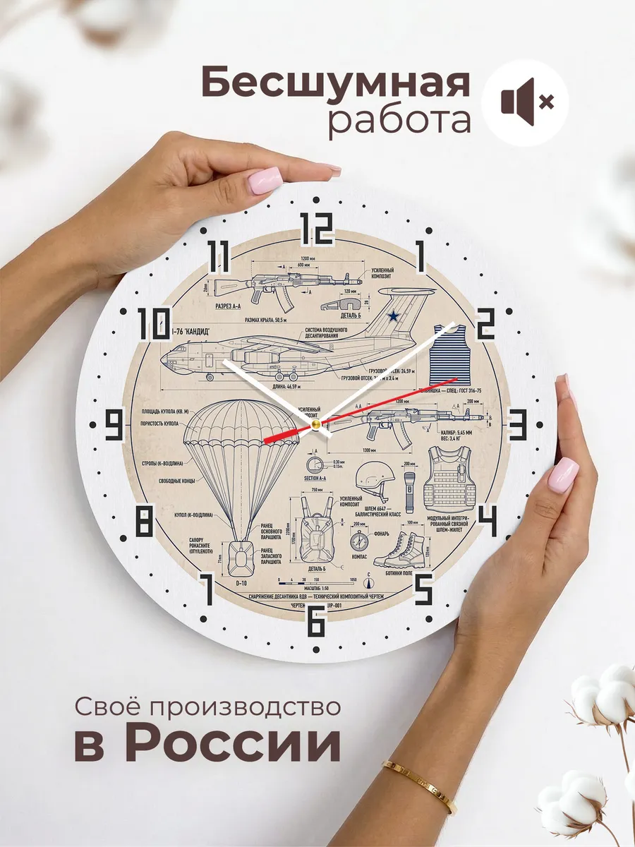 Часы настенные "Чертёж снаряжения десантника" — фото 8