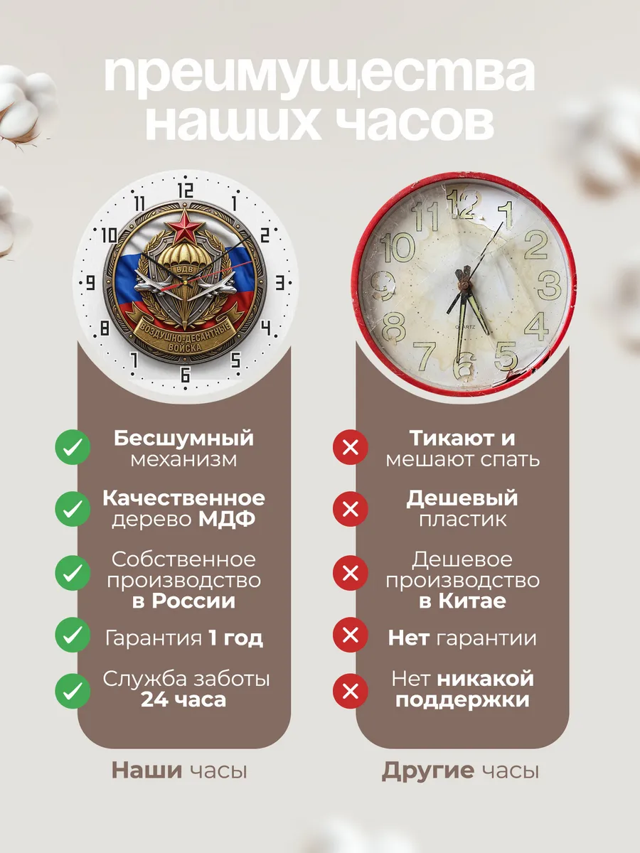 Часы настенные "Эмблема ВДВ на триколоре" — фото 2
