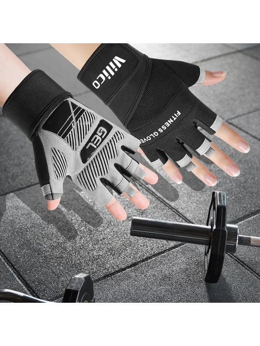 Перчатки для тренировки с гантелями Anti-Slip, спорт (M, чёр, черный, фото 2