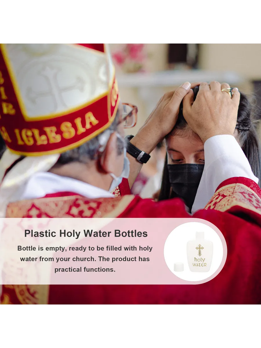 Набор из 6 пластиковых бутылок для святой воды белого цвета