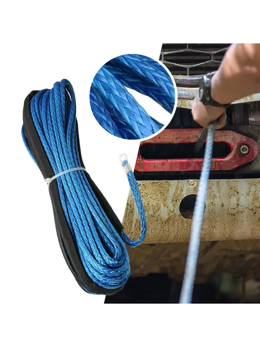 Трос зацеп для авто, 15м, для Winch, для 4WD, ATV, UTV, сини, 15 м, фото 2