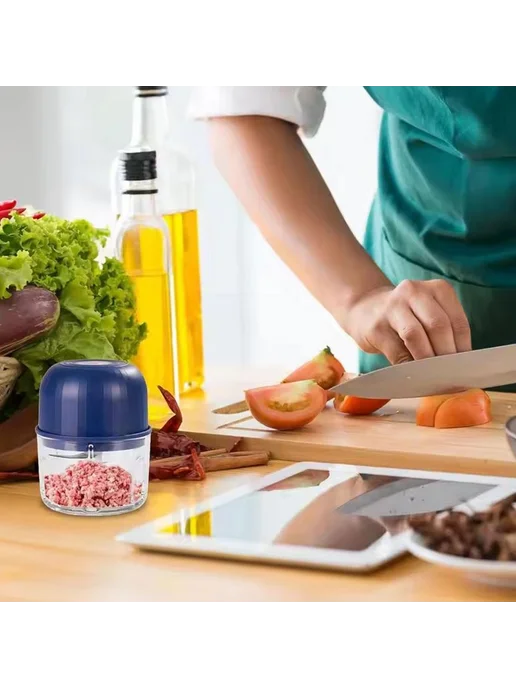 Мясорубка электрическая синяя, два - Blue Two blades 1pcs, 1 шт, фото 2