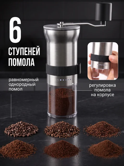 Shiny Kitchen Кофемолка ручная механическая с регулировкой, вариант, фото 2