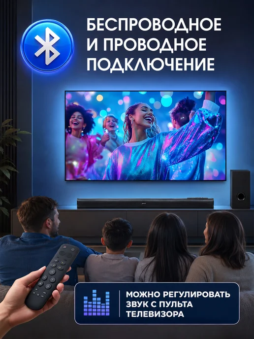 HiTechnics Саундбар для телевизора с сабвуфером, bluetooth, вариант, фото 3