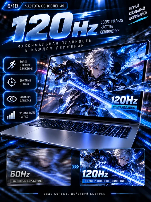 16.1”Intel Core i7 Ноутбук, 32 ГБ, SSD 2ТБ для работы и игр, 32 ГБ, 2 ТБ, фото 3