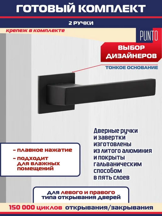 Punto Ручка дверная межкомнатная черная DIPLOMAT ARS, черный