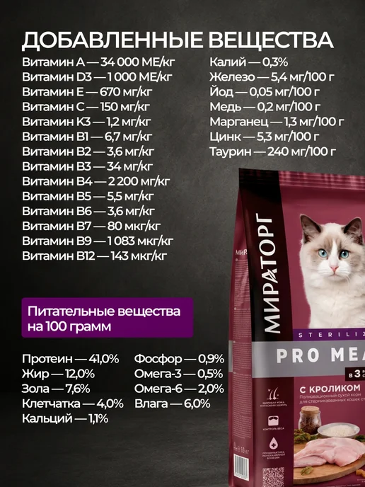 Сухой корм Мираторг Кошек для собак, стерилизованные, кролик, 10 кг, фото 4