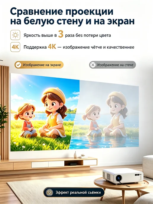 aolon Экран для проектора 80" антибликовый 16 9 Full HD 4K, вариант, фото 4