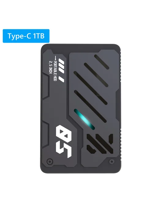 1ТБ портативный HDD Type-C RGB, 2.5" для PC, Mac, Xbox, 1 ТБ