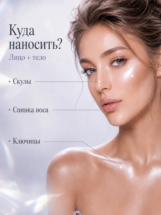 PrettyGirl Хайлайтер для лица и тела жидкий белый сияющий, белый, фото 2