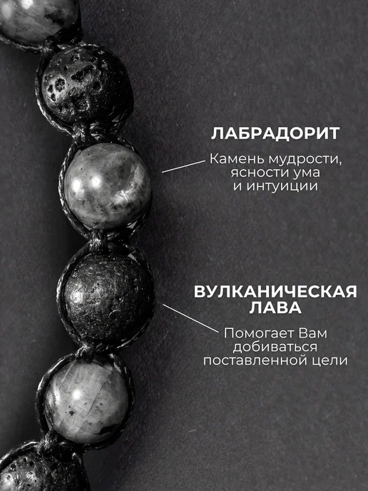 NOIMA Браслет мужской из натуральных камней шамбала, черный, фото 6