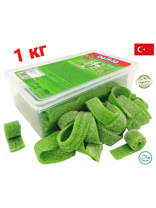 Жевательный мармелад DAMLA 1 кг Яблоко, кислые ремешки, 1 кг, фото 2