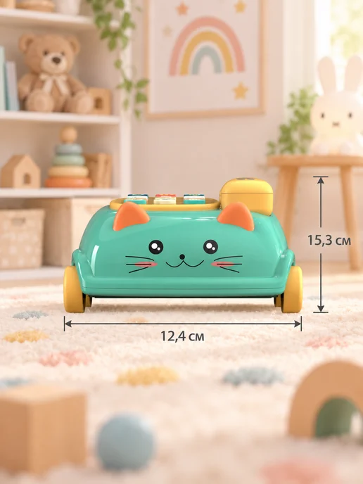 TOYSOFKIDS Каталка детская телефон на веревочке, голубой, фото 2