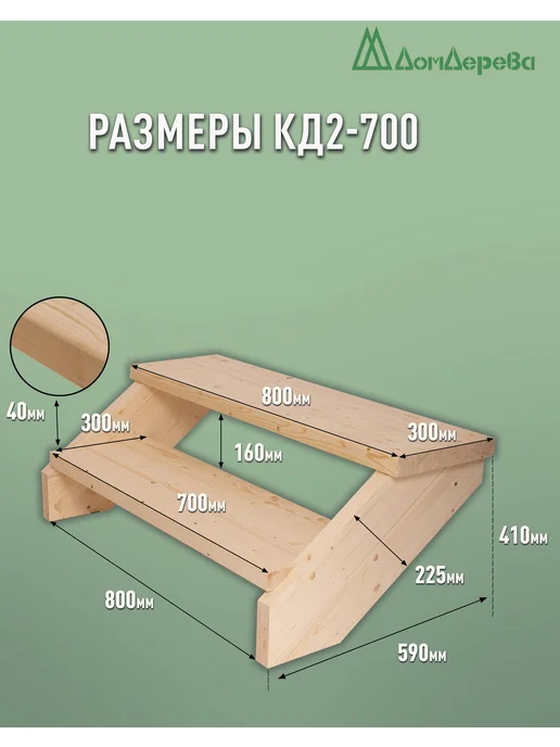 дом дерева Крыльцо для дома 800х590х410мм сосна КД2-700, 800x590x410 мм, фото 2