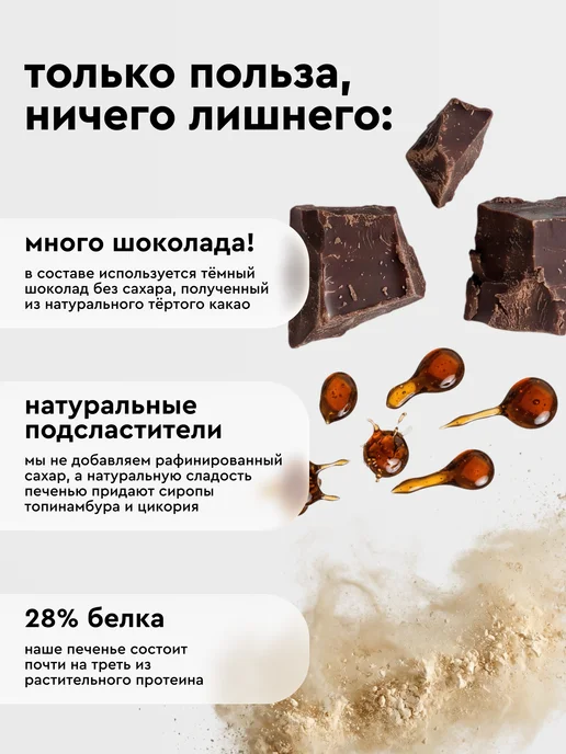 R.A.W.LIFE Протеиновое печенье без сахара Двойной шоколад 9 шт, 9 шт, фото 2