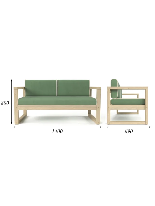 Soft Element Диван кушетка садовая Август Green, массив дерева, велюр, зеленый, фото 8