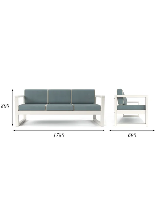 Soft Element Диван кушетка садовая Август 3х местная Grey Blue, синий, фото 6
