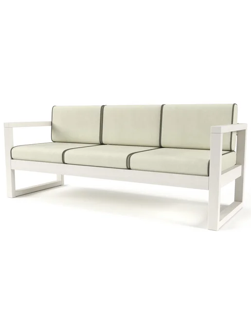 Soft Element Диван кушетка садовая Август 3х местная Ivory White, велюр, белый
