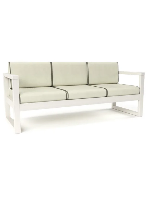 Soft Element Диван кушетка садовая Август 3х местная Ivory White, велюр, белый, фото 3