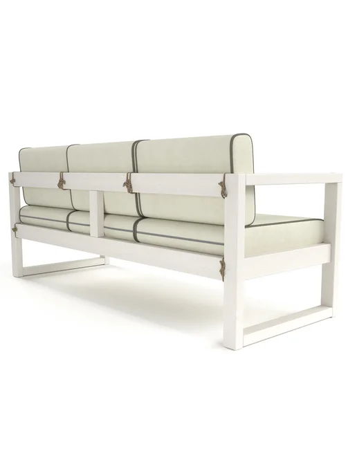 Soft Element Диван кушетка садовая Август 3х местная Ivory White, велюр, белый, фото 4