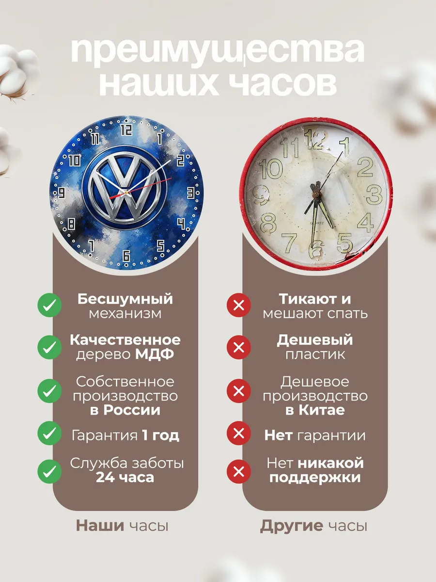 Часы настенные "Volkswagen - Фольксваген" — фото 2