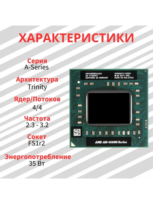 Процессор для ноутбука AMD AM4600DEC44HJ A10-4600M 2.3GHz, AMD AM4600DEC44HJ A10-4600M 2.3GHz, фото 2