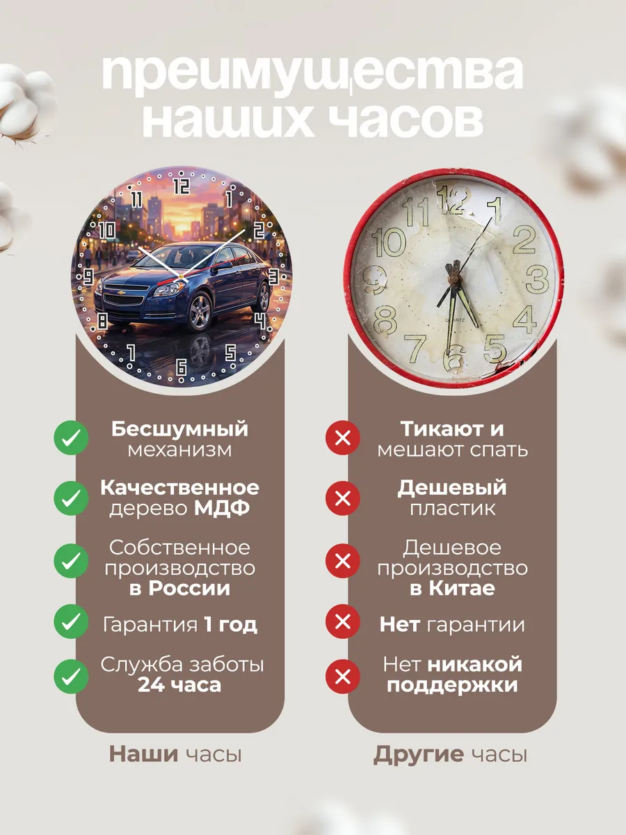 Часы настенные "Chevrolet Malibu" — фото 2
