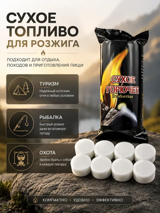 БАСТ Сухое горючее в таблетках для туризма, мангала и походов, 10 шт, фото 2