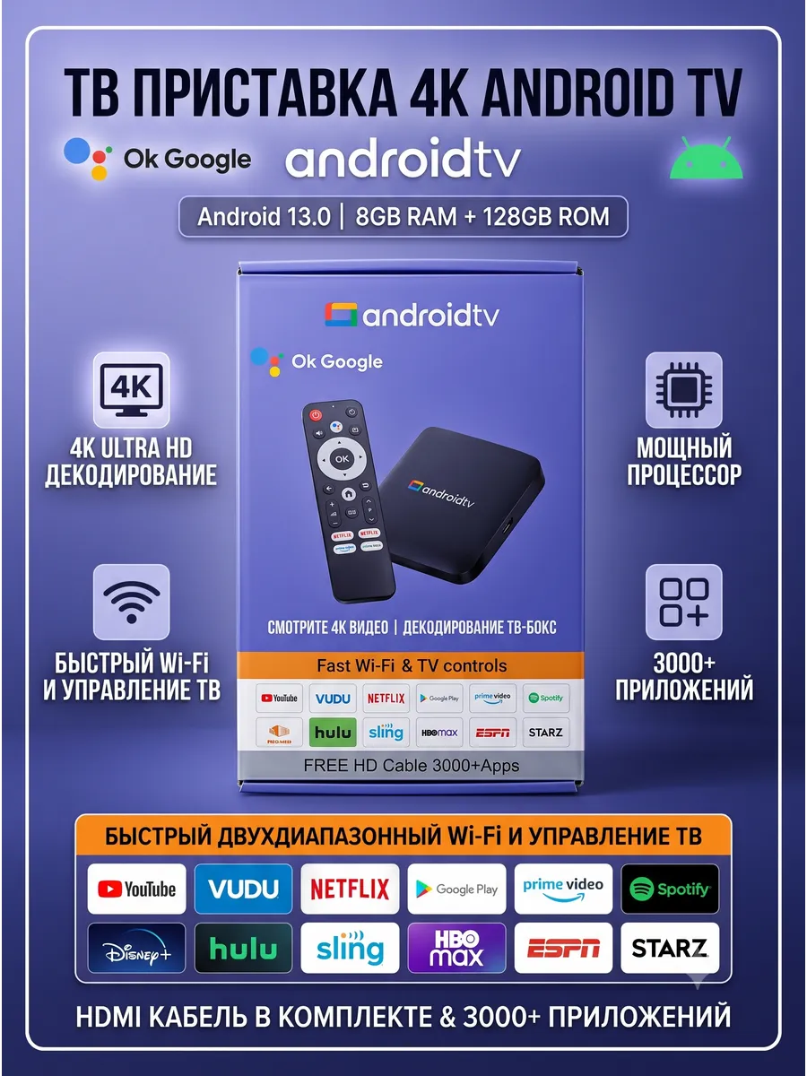 Смарт ТВ-приставка Android TV — фото 1