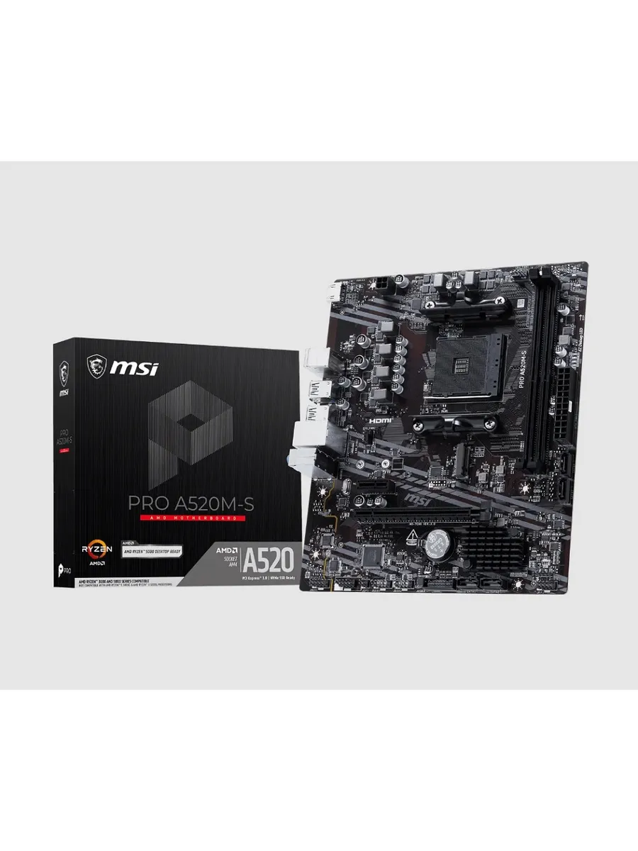 MSI Материнская плата PRO A520M-S Socket AM4 2хDDR IV 1хM.2