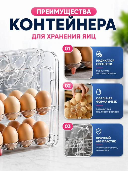 Контейнер для хранения яиц в холодильнике. Органайзер для в, вариант, фото 2