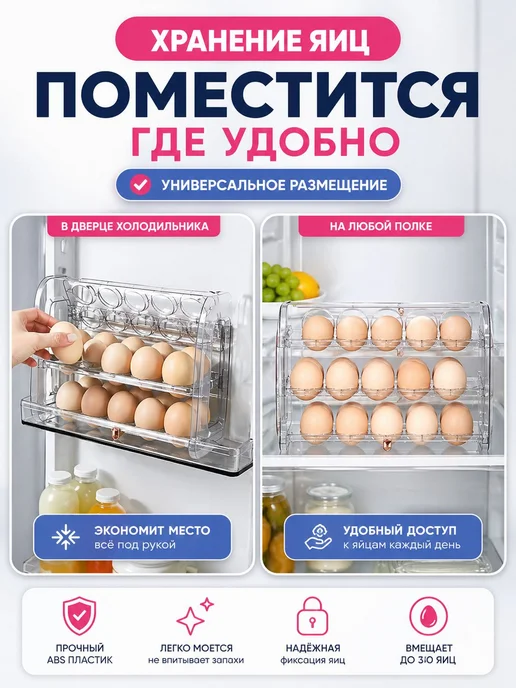 Контейнер для хранения яиц в холодильнике. Органайзер для в, вариант, фото 3