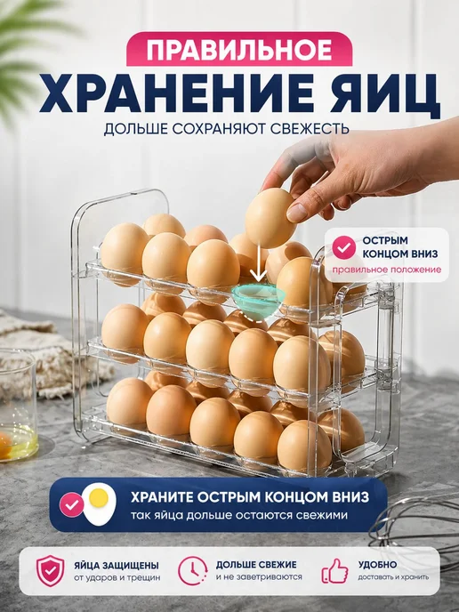 Контейнер для хранения яиц в холодильнике. Органайзер для в, вариант, фото 6