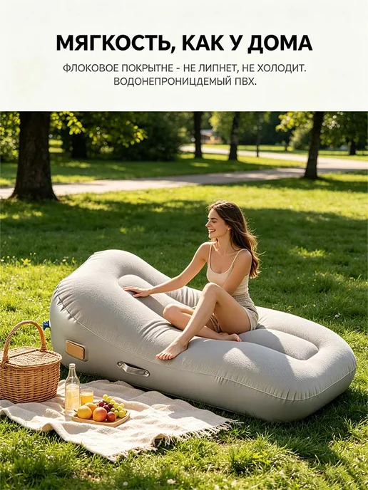 бескаркасный диван для дома, серый, фото 8