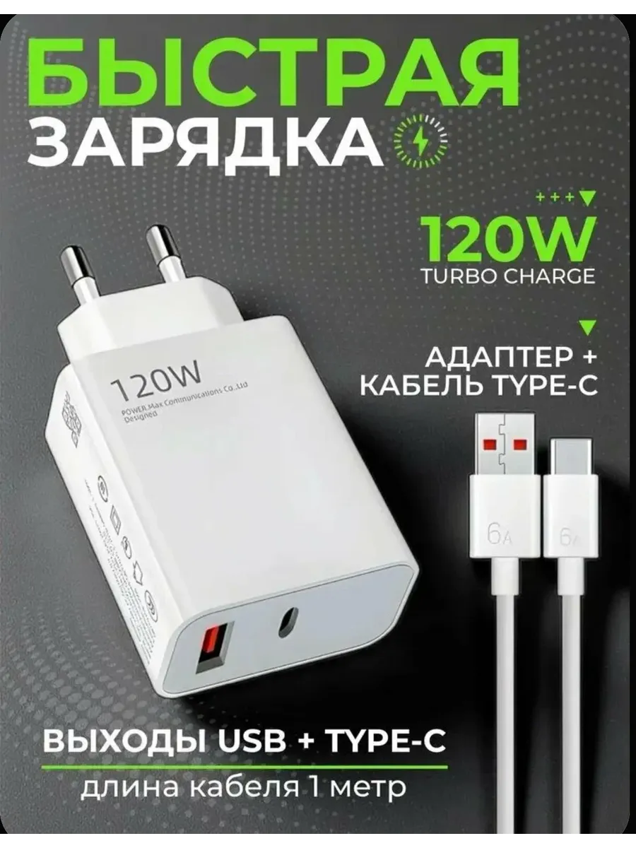 Быстрое сетевое зарядное устройство блок питания 120W — фото 1