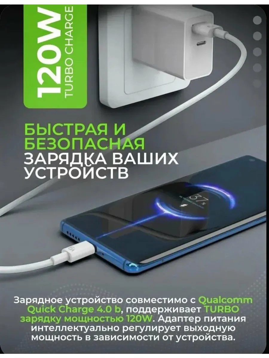 Быстрое сетевое зарядное устройство блок питания 120W — фото 2